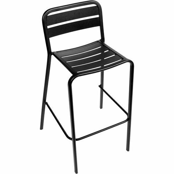 Bfm Seating Vista Outdoor / Indoor Stackable Black Aluminum Bar Height Chair 163DV552BL